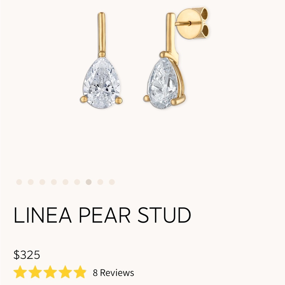 NWT Alexa Leigh Large Yellow Gold Linea Pear Stud Earrings